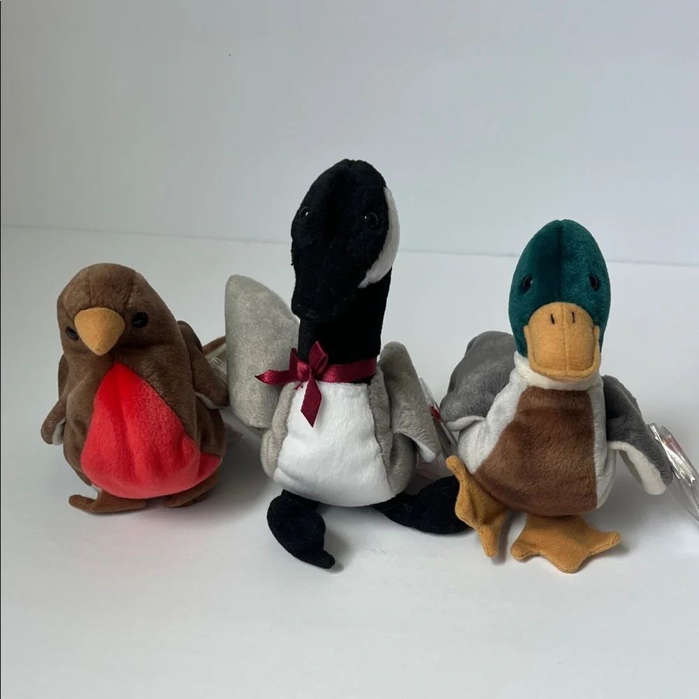 Retired Vtg 90s Ty Beanie Baby Lot (3) Jake, Loosy, Early Nursey Mallard 1997 💙